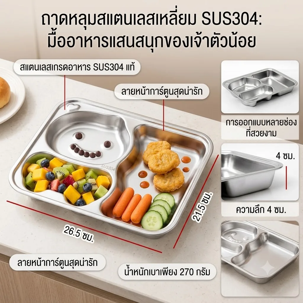 ถาดหลุมสแตนเลสเหลี่ยม YUST จุลังละ 100 ชิ้น