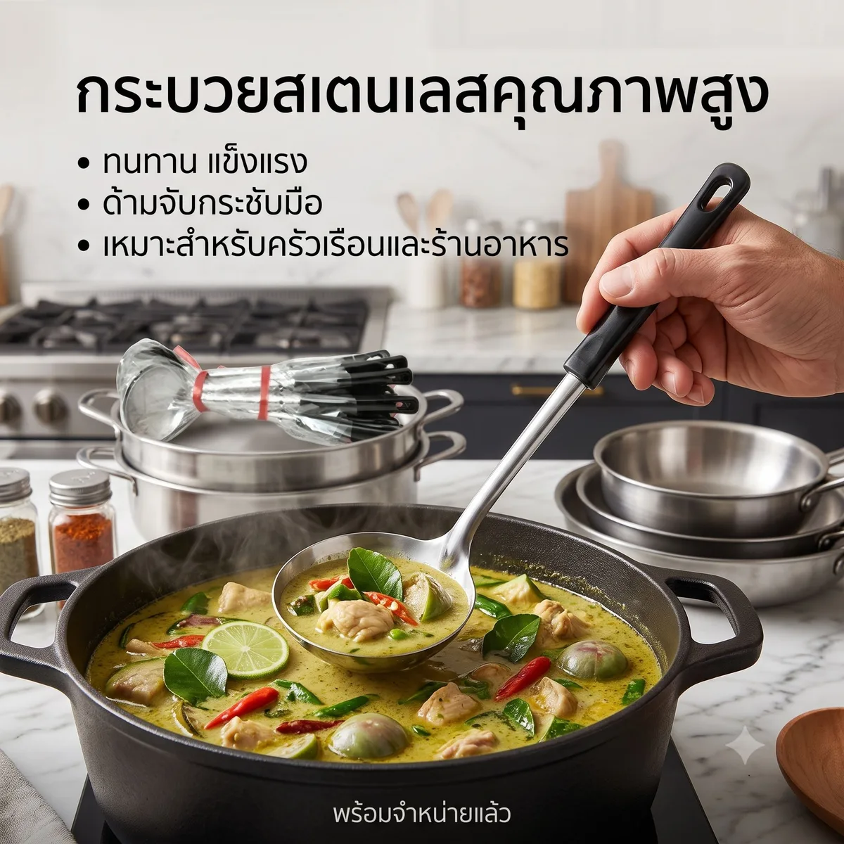 กระบวยด้ามดำ 12ชิ้น/แพ็ค YUGT จุลังละ 240 ชิ้น