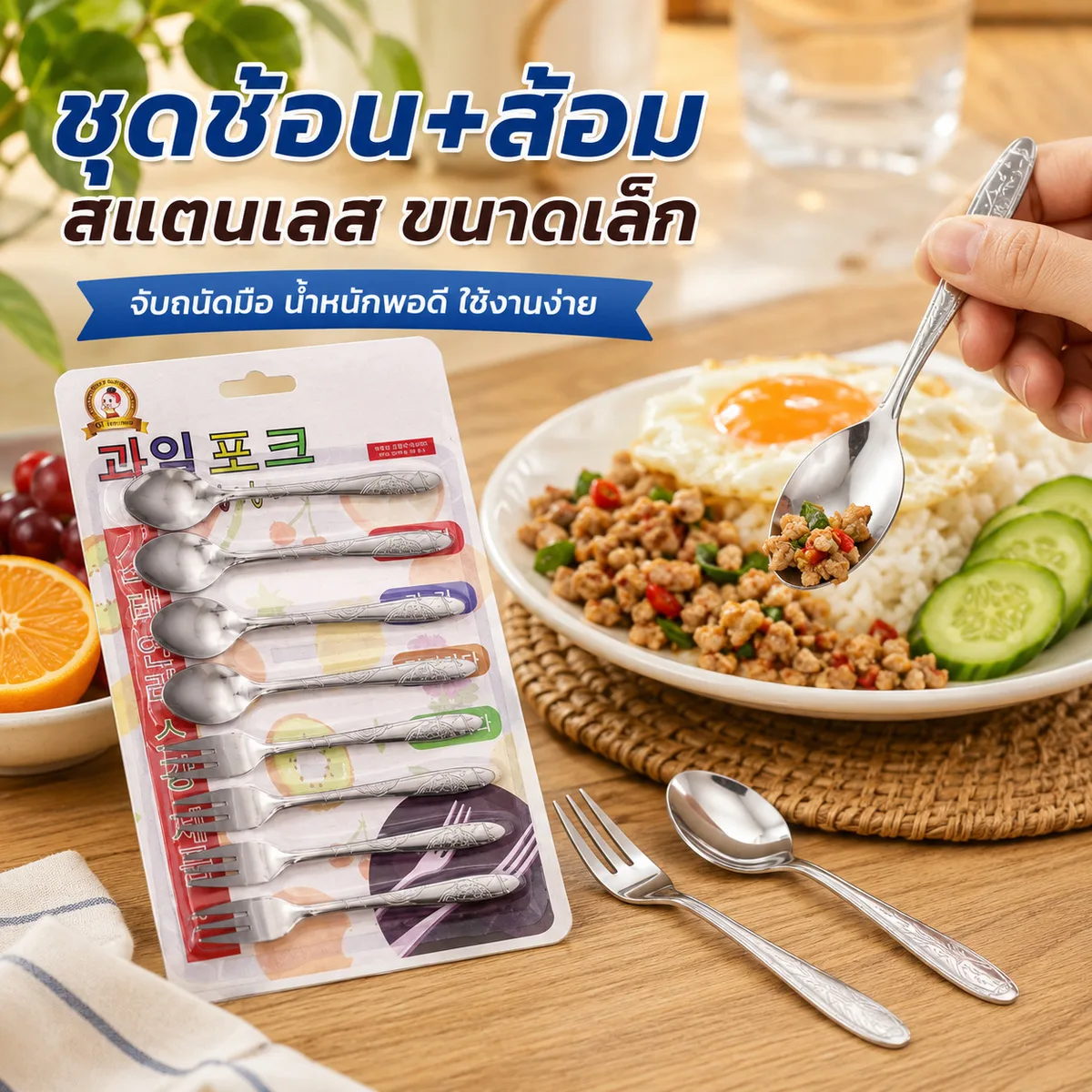 ช้อม+ส้อม ขนาดเล็ก 4 คู่ YUGT จุลังละ 360 ชิ้น