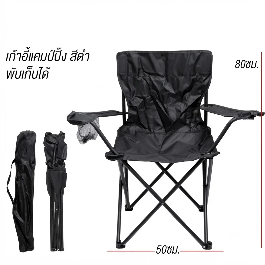 เก้าอี้แคมป์ปิ้ง สีดำ SKE จุลังละ 10 ชิ้น